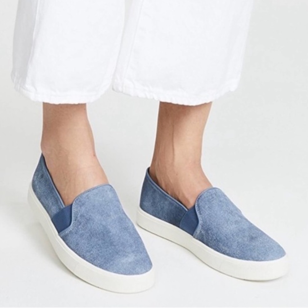Vince Blair Blue Suede Slip-on Sneakers size 8.5
